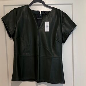 Ann Taylor Olive Faux Leather Top